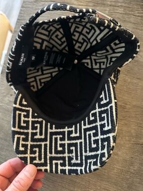 Balmain Black & White Monogram Baseball Cap